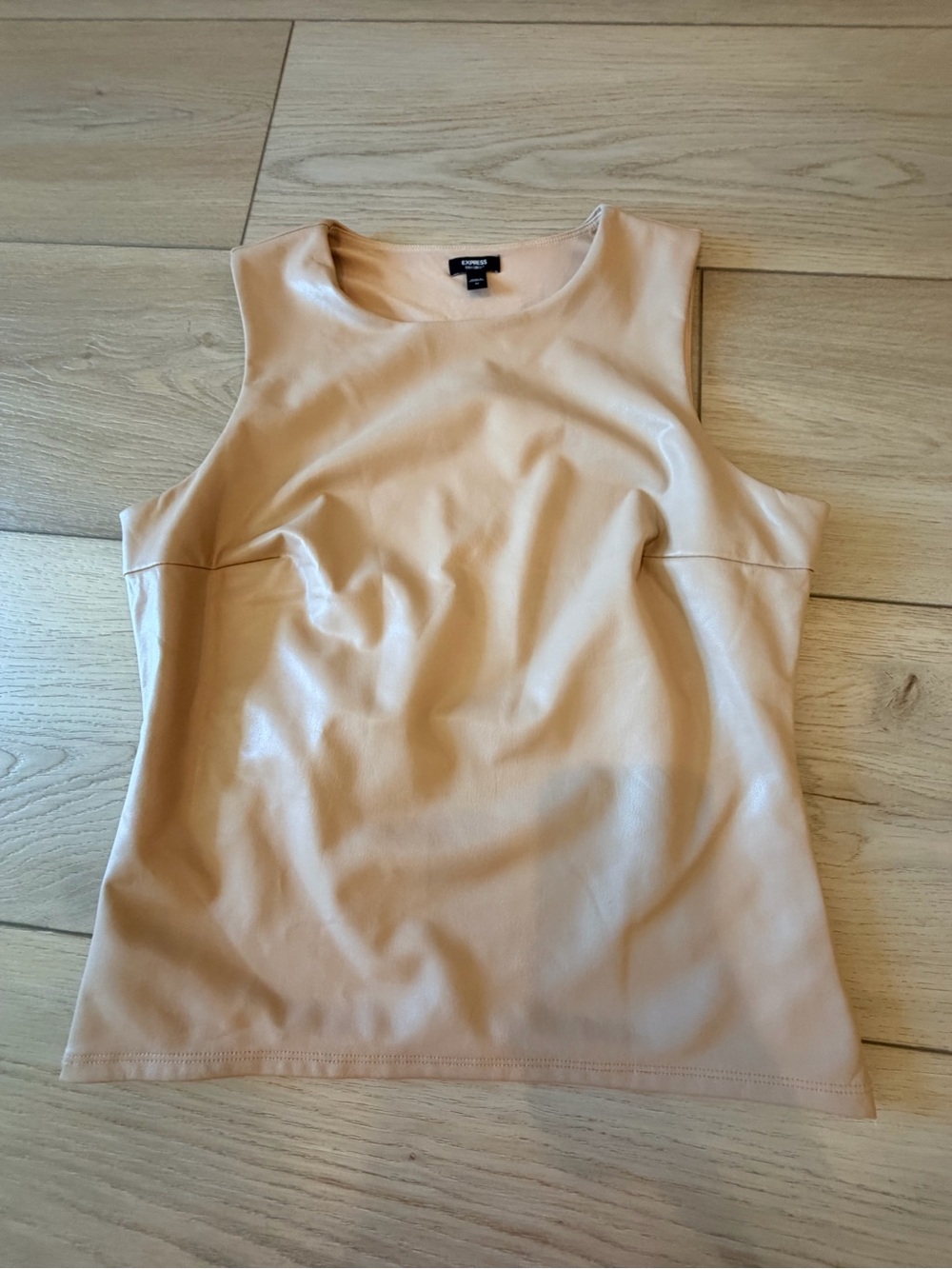 Express Faux-Leather Sleeveless Tank Top in Nude Blush